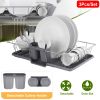 3Pcs Dish Drainer Drying Rack Set Kitchen Dish Rack Countertop Storage Rack W/ Plastic Cutlery Holder Drain Board