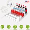 Drink Organizer For Fridge Spring Loaded Beverage Dispenser Width Adjustable Drink Holder With Automatic Pusher Glide 5 Rows Hold Up To 25 Cans Bottle
