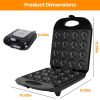 Mini Donut Maker Machine For Kids Snack Breakfast Desserts With 16 Doughnuts Holes Non Stick Coating Double-Side Heating Plates Overheating Protection