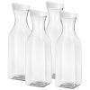 4 Pack 50Oz Water Carafes With Flip Top Lids Square Juice Containers For Fridge Plastic Clear Pitchers For Water Iced Tea Juice Lemonade Milk Cold Bre