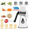 Hand Rotary Vegetable Mandoline Slicer Manual Rotary Fruit Cutter Cheese Grater Grinder Chopper Shredder W/ 3 Stainless Steel Drums Strong Suction Bas