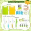 17Pcs Montessori Kitchen Tools Toddlers-Kids Cooking Sets Real-Toddler Safe Knives Set Kitchen Cookware Baking Toy Sets Educational Gift For 3-12 Year