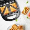 5 In 1 Electric Sandwich Maker Waffle Panini Press Grill Mini Donut Egg Roll With Removable Non-Stick Plates Cool Touch Handle For Breakfast Steak Toa