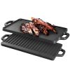 1Pack 16.54In Cast Iron Griddle Plate Reversible Grill Pan Double Sided Used W/ Handles For Gas Stove Ceramic Oven Campfire