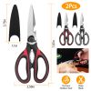 2Pcs Kitchen Scissors Stainless Steel Non Slip Sharp Shears Multi Purposes Walnut Cracker Bottle Opener Food Scissors For Chicken Poultry Scissors Mea