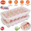 2Pcs Plastic Egg Holder Stackable Egg Storage Box Egg Rack For Refrigerator 18 Cavity Per Container Dishwasher Safe
