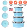 4Pcs Collapsible Bowls With Lids, Silicone Folding Food Storage Containers, Space Saving Camping Bowls, Microwave & Freezer & Dishwasher Safe Meal Pre