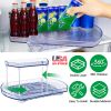 2 Tier Turntable Organizer Rectangular Refrigerator Spinner Storage Rack With 360° Rotatable Slide Rail For Kitchen Cabinet Countertop