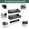 3 Pack Strong Magnetic Spice Rack With 8 Hooks Fridge Oven Microwave Magnetic Storage Shelves Seasoning Holder Organizer For Jars Seasoning Tins Utens
