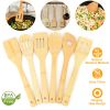 6Pcs Cooking Utensil Bamboo Wooden Spoons Spatula Kitchen Cooking Tools Nonstick Wooden Cookware Kitchen Gadgets