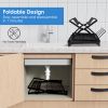 2 Tier Dish Drying Rack With Cup Holder Foldable Dish Drainer Shelf For Kitchen Countertop Rustproof Utensil Holder With Drainboard Black