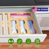 6 In 1 Plastic Wrap And Foil Organizer For Gallon Quart Sandwich Snack Ziplock Bag Bamboo Dispenser With Cutter Kitchen Drawer Storage