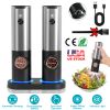 Electric Salt And Pepper Grinder Rechargeable Charging Base Automatic Salt Mill Led Indicator Adjustable Coarseness One Hand Easy Operation