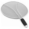 Grease Splatter Screen 13In Stainless Steel Fine Mesh Splash Mesh Shield Hot Oil Stopper W/ Resting Feet For Frying Pan Cooking Woks Skillets Pots Pan