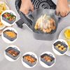 Reusable Air Fryer Silicone Pot Rectangle Replacement Of Parchment Liners 2 Basket Pans With 1 Pair Of Mittens For 6-8 Quart Oven Air Fryer