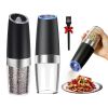 2Pcs Gravity Sensing Salt And Pepper Grinder Automatic Electric Salt Mill Grinder With Built-In Led Lights Adjustable Coarseness One Hand Operation Ba
