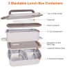 Bento Lunch Box 3 Stackable Food Container Leakproof Dishwasher Microwave Oven Safe Bento Box With Chopsticks Spoon For Adult Kids Work Picnic