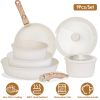 9Pcs Nonstick Cookware Set Kitchen Pots And Pans Set With Detachable Handles Tempered Glass Lids Dishwasher Oven Safe Aluminum Alloy Kitchen Cookware