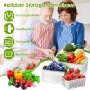 5Pcs Fruit Vegetable Containers With Removable Drain Basket Leakproof Lid Stackable Food Storage Organizer For Fridge Dishwasher Safe
