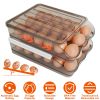 Egg Container Holder For Refrigerator Double Layer Egg Storage Box With Lid Automatic Rolling Egg Box Organizer Bin Tray Rack 36 Eggs