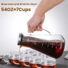 Cold Brew Coffee Maker Iced Tea Maker Pitcher Glass Coffee Pot Brewing Glass Carafe Tea Infuser Coffee Kettle With Removable Fine-Mesh Filter Dishwash
