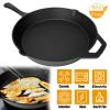 Pre-Seasoned Cast Iron Skillet Oven Safe Cookware Heat-Resistant Holder 12Inch Large Frying Pan Non-Stick Like Surface Cooking Frying Searing Baking