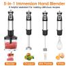 1000W 5 In 1 Immersion Hand Blender Stainless Steel Hand Mixer With 12 Speeds Turbo Mode Food Processor With 20Oz Beaker 17Oz Chopper Whisk Milk Froth