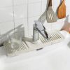 Faucet Splash Mat 14.56X5.51In Silicone Sink Drying Mat Water Drip Catching Tray Water Drainage Pad Sponge Soap Holder For Kitchen Bathroom Sink Fauce