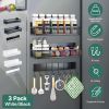 3 Pack Strong Magnetic Spice Rack With 8 Hooks Fridge Oven Microwave Magnetic Storage Shelves Seasoning Holder Organizer For Jars Seasoning Tins Utens