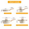 Kitchen Cookware Set Pots And Pans Set White Nonstick Granite Coating Dishwasher Safe Fast Even Heat Induction Frying Pan Stockpot Sauce Pan