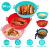 3Pcs Reusable Foldbale Air Fryer Silicone Pot 464°F Heat Resistant Round Replacement Of Parchment Liners 3 Food Grade Baking Basket Pans For 4+Quart A