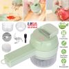 4 In 1 Handheld Electric Vegetable Cutter Mini Food Fruit Chopper Grinder Slicer Dicer Garlic Meat Ginger Mud Masher Rechargeable Food Processor