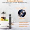 Electric Milk Frother Usb Rechargeable Egg Beater Handheld Milk Foam Maker Mixer Coffee Stirrer With 3 Speeds 2 Whisk Heads