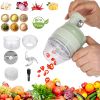4 In 1 Handheld Electric Vegetable Cutter Mini Food Fruit Chopper Grinder Slicer Dicer Garlic Meat Ginger Mud Masher Rechargeable Food Processor