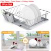 3Pcs Dish Drainer Drying Rack Set Drainer Drain Board Dish Rack K W/ Plastic Cutlery Holder Drain Board
