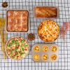 5Pcs Nonstick Bakeware Set Baking Tray Ovenware Sheet Kit W/ 6-Cup Muffin Pan Square Pan Loaf Pan Pizza Pan Live Bottom Round Cake Pan