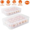 2Pcs Plastic Egg Holder Stackable Egg Storage Box Egg Rack For Refrigerator 24 Cavity Per Container