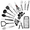 23Pcs Kitchen Utensil Set Stainless Steel Nylon Heat Resistant Cooking Utensil Tool Kit W/ Grater Scraper Tongs Whisk Can Bottle Opener Pizza Cutter V