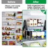 2 Tier Turntable Organizer Rectangular Refrigerator Spinner Storage Rack With 360° Rotatable Slide Rail For Kitchen Cabinet Countertop