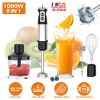 1000W 5 In 1 Immersion Hand Blender Stainless Steel Hand Mixer With 12 Speeds Turbo Mode Food Processor With 20Oz Beaker 17Oz Chopper Whisk Milk Froth