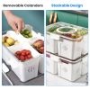 2Pack Airtight Fruit Storage Containers 4-Compartment Food Storage Containers Fruit Vegetable Organizers With 8 Removable Colanders For Fridge Picnic