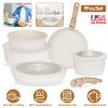 9Pcs Nonstick Cookware Set Kitchen Pots And Pans Set With Detachable Handles Tempered Glass Lids Dishwasher Oven Safe Aluminum Alloy Kitchen Cookware