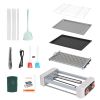 3 In 1 Electric Hot Dog Roller Machine With Grill & Griddle 6-Roller Hot Dog Cooker Smokeless Non-Stick Indoor Outdoor With 3 Temp Levels For Bbq Saus