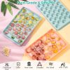 4 Packs Small Ice Cube Trays Mini Circle Ice Cube Tray Round Ice Ball Maker Mold With Lid Bin 132Pcs Ice Cubes For Chilling Drinks Coffee Juice Cockta