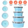 4Pcs Collapsible Bowls With Lids, Silicone Folding Food Storage Containers, Space Saving Camping Bowls, Microwave & Freezer & Dishwasher Safe Meal Pre