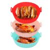 3Pcs Reusable Foldbale Air Fryer Silicone Pot 464°F Heat Resistant Round Replacement Of Parchment Liners 3 Food Grade Baking Basket Pans For 4+Quart A