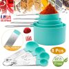 8Pcs Plastic Measuring Spoons Cups Scale Teaspoon Tablespoon Set Kitchen Utensil Tools For Cooking Baking Coffee