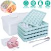 4 Packs Small Ice Cube Trays Mini Circle Ice Cube Tray Round Ice Ball Maker Mold With Lid Bin 132Pcs Ice Cubes For Chilling Drinks Coffee Juice Cockta