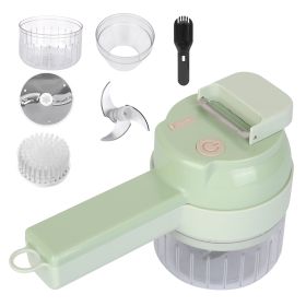 4 In 1 Handheld Electric Vegetable Cutter Mini Food Fruit Chopper Grinder Slicer Dicer Garlic Meat Ginger Mud Masher Rechargeable Food Processor