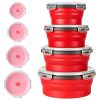 4Pcs Collapsible Bowls With Lids, Silicone Folding Food Storage Containers, Space Saving Camping Bowls, Microwave & Freezer & Dishwasher Safe Meal Pre